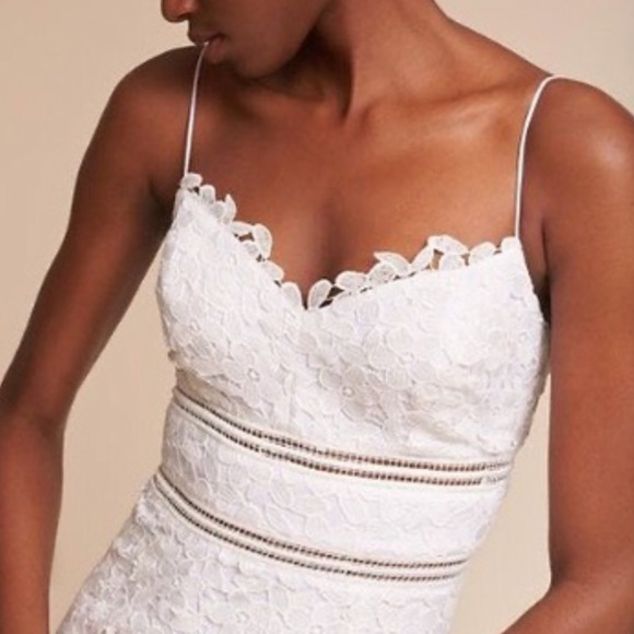 New BHLDN Alessa 12 / Lg White Allover Floral Lace Wedding Bridal Midi Dress - Picture 2 of 9